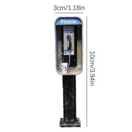 Miniature American Payphone In 1:12 Scale,Mini Vintage Style Dollhouse Furniture Phone Booth Model Accessorries Decoration