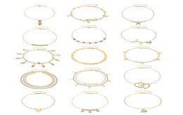 15Pcsset Ankle Bracelets for Women Girls Gold Silver Two Style Chain Beach Anklet Bracelet Jewellery Anklet SetAdjustable Size5775640