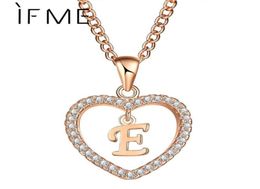 Pendant Necklaces Initial E Letter Heart Crystal CZ Pendants Women Statement Charms Gold Silver Colour Collar Choker Jewellery Gift525563369