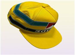 Embroidered Striped Patch Yellow Rhude Baseball Cap Men Women 1 1 High Quality Outdoor Sunscreen Adjustable Hat Wide Brim1586451