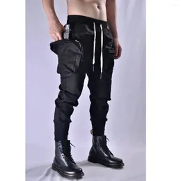 Men's Pants High Street Multi-pocket Overalls Slim-fit Techwear Tactical Small Feet Haren Hipster
