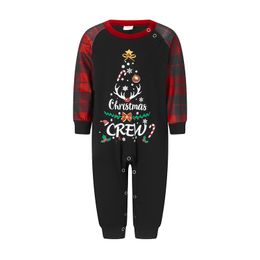 Christmas Pyjamas for Parent-Child Matching PJ s Sets Long Sleeve Letters Print T-shirt Tops and Plaid Pants Loungewear