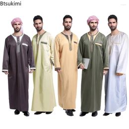 Ethnic Clothing Eid Muslim Men's Jubba Thobe Arabic Islamic Fashion Casual Dubai Embroidery Kaftan Luxury Kimono Men Party Abaya Robes