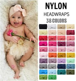 Baby Girl Turban Headband Soft Nylon Headwraps Bow Knot Headbands Stretchy Hair Bands Little Girls Fashion HairAccessorie9388968