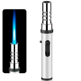 New Pen Style Metal Windproof Direct Torch Butane Without Gas Lighter Suitable for Barbecue Cigar Outdoor Camping Men's Tools