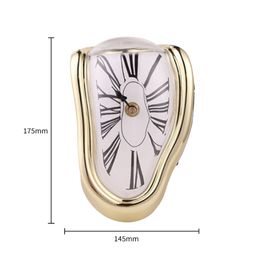 Creative Home Table Corner Twisted Clock Melted Clock Table Corner Decorative Clock Roman Digital Clock Retro Wall Clock