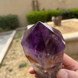 Decorative Figurines 18cm Natural Amethyst Scepter Cluster Crystal Backbone Stone Quartz Reiki Healing Home Decor Mineral Specimen 01