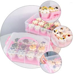 Take Out Containers Double Layer Transparent Cupcake Boxes Cups Dessert Mousse Muffin Packaging Box With Removable Tray Wedding Party