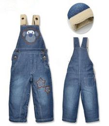 NZ191overalls for children thicken cotton winter bib jeans boy baby girl denim overalls kids clothes retail8901559