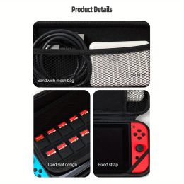 Purple Pink Cute little bear Nintendo Switch Portable Travel Bag with Mesh Pocket Game Console Hard Shell Storage Bag