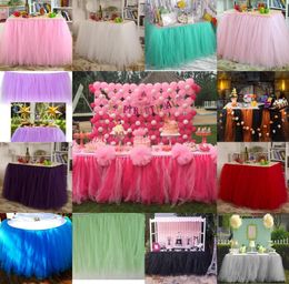 Wedding Birthday Party Table Tulle Tutu Skirt 2017 Custom Made 91580cm Fashion Home Decor Table Skirt Holiday Festival Party Tab7165138