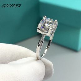 Classic 925 Sterling Silver 2 Brilliant Cut Pass Diamond Tester D Color Cow Head Ring for Women Elegant Jewelry240412