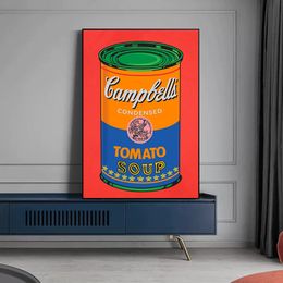 Andy Warhol Colorful Campbell Tomato Soup Canned Art Poster Print Canvas Painting Wall Art for Bar Cafe Restaurant Room Decor