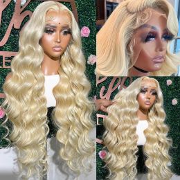 13x6 Transparent Lace Frontal Wig 150 Density Brazilian Remy Human Hair Wig 613 Honey Blonde Body Wave