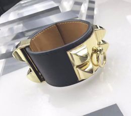 high quality rivet genuine leather collier bracelet for women smooth leather2679547