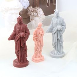 Large Jesus Statue Candle Silicone Mould DIY Virgin Mary Sculpture Abstract Candle Gypsum Resin Mould Concrete Cement Moulds Decor