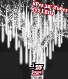 LED Meteor Shower Rain Lights 80cm x8 Waterproof Outdoor 576pcs LED for Christmas Tree Holiday Party Wedding Party Decoration New 4018576