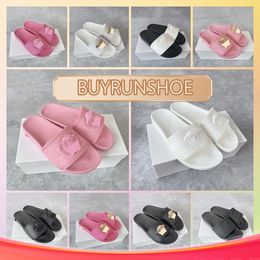 Designer Fashion Women Sandals Leather Slippers Decoration Hot Style classic Summer PINK WHITE 2024