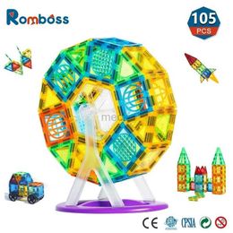 Decompression Toy Romboss 105pcs Funny Magnetic Building Blocks Set Magnet Construction Games Set Magnetic Tiles Educational Toys Children Gifts 240413