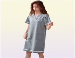 Women039s Sleepwear Shortsleeved Cotton Night Gowns Summer Soild Nightgowns Home Wear Lady Sleep Lounge Sleeping Dress M3XL4004349