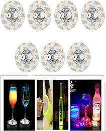 LED Bottle Stickers Coasters Lights 4LEDs Decoration Light 6cm Round Beer Drink Light for Party Bar Club Vase Wine Glass9645428