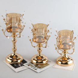 Candle Holders Crystal Hollow Glass Holder Candlestick Metal Tall Wedding Accessories Candelabra Centerpieces Decoration