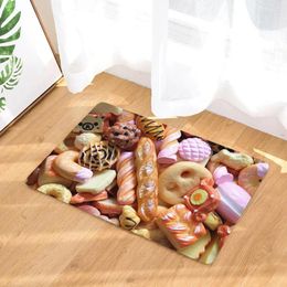 Carpets Anime Customised Doormat Decor Print Gourmet Desserts Floor Door Mat Non-Slip 3D Soft Flannel Carpet For Hallway Bedroom