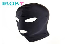 IKOKY Sexy Head Mask Slave Erotic Toys SM Bondage Restraint Hood Mask Black Adult Games Sex Headgear Sex Toys for Couple S9243744478
