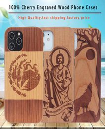 Factory High Quailty Cherry Wood Cases Mobile Phone Wooden Cover For Iphone 12 pro max 111436477