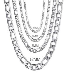 Chains Men39s 925 Sterling Silver 4MM6MM8MM12MM Curb Cuban Chain Necklace 1630 Inch For Man Women Fashion Jewellery High End 9232312