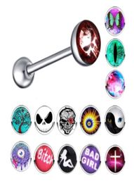 Steel Tongue Rings 16mm Straight Ear Bar Logo Nipple Barbell 14 Gauge Body Piercing Jewellery For Sexy Woman Man9320244