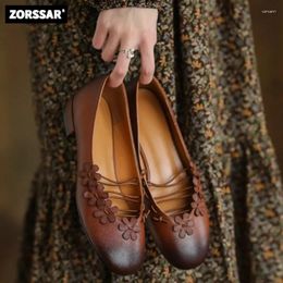 Casual Shoes 2024 Summer Brand Women Flats Fashion Flower Round Toe Shallow Mary Jane Soft Sole Ballet Slingback