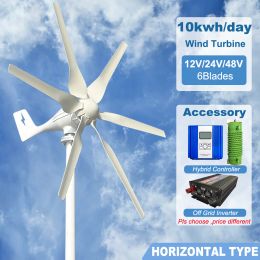 10KWH/Day System Horizontal Wind Turbine Generator 1000W 12V 24V 48V Wind Mill Power Generator For Household 220V Home Appliance