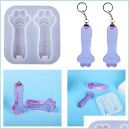 Moulds Diy Cat Paw Flashlight Epoxy Resin Mould Handmade Keychain Casting Jewellery Making Tools Led Light Bb Stick Sile Drop Del Dhgarden Dhnnt