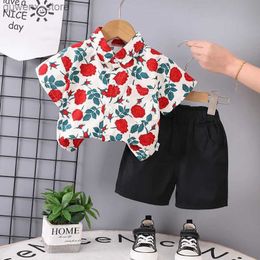 Clothing Sets New Baby Girls Boys Clothing Infant Baby Boys Fllower Print T Shirt Pants 2Pcs/Set Toddler Summer Fashion Children Clothes Suit Y240412