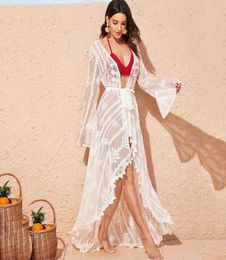 Womens Summer Dresses Sexy Cover Up Swimming Dress For Beach Swimsuit Coverup Kaftan Long Swimwear Plus Size Sarong White Lace X078417396