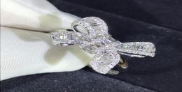 Fashion Lovely Bow Designer Band Rings for Wedding Shining Crystal Luxury Ring with CZ Diamond Stone for Women5640527