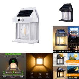 New Outdoor Solar Waterproof Tungsten Filament Induction Lamp Household Garden Wall Light Landscape Decorative