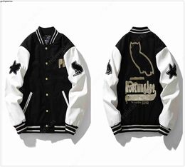 mens designer cotton coat baseball jacket windbreaker windbreak varsity Lightning letter stitching single breasted Colour block stand collar bomber shark A2 XALI