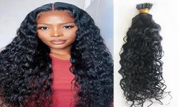 Water Curly Nano Ring Human Hair Extensions For Black Women 100 Strands 100 Remy Hairs Natural Color4070170