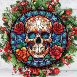 Halloween horror skull / pumpkin / ghost round acrylic painted window decorations creative wall decorations home decoration