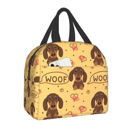 Custom Dachshund Sausage Dog Lunch Bags For Women Cooler Thermal Insulated Bento Box Outdoor Travel Food Picnic Storage Bag