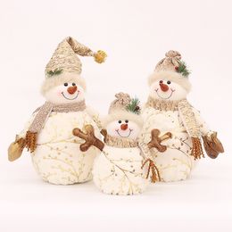 Snowman Decorations Christmas Assorted Winter Holiday Snowman Plush Figurines Table Decor Ornament Cute for Home Party Outdoor