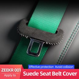 Alcantara Safety Accessories For ZEEKR 001 Seat Belt Buckle Clip Protector Suede Interior Seat Belt Cover