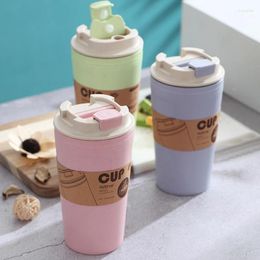 Cups Saucers 1Pcs Bamboo Fibre Straw Cup Office Travel Coffee Large Capacity 3Colors Rectangle Leak Proof