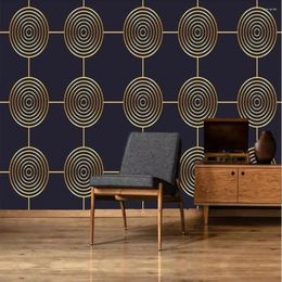 Wallpapers Milofi Custom Large Mural Wallpaper 3D Geometric Circular Stereo Background