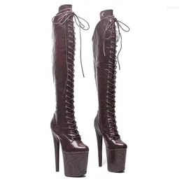 Dance Shoes Close Toes Fashion Women 20CM/8inches PU Upper Plating Platform Sexy High Heels Thigh Boots Pole 522