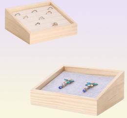 Fashion Bamboo Velvet Jewelry Display Tray Ring Box Earring Necklace Bracelet Pendant Display Organizer Jewelry Storage7881601