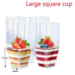 Disposable Cups Straws Size Large 50/100pcs Cream Party Ice Home Dessert Supplied Birthday Plastic Transparent Cup Christmas