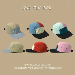 Ball Caps American Retro Color Matching 5-flaps Baseball Summer Quick-drying Soft Top Flat-brim Outdoor Sunshade Skateboard Hats